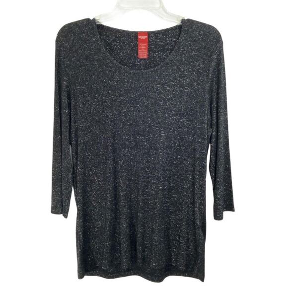 Olsen Europe Black Metallic Viscose Rayon Long Sleeve 12 - Picture 1 of 5